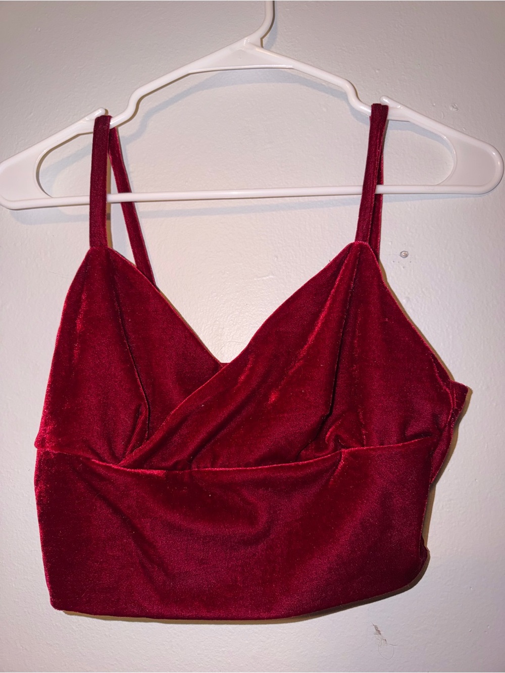 SHEIN Red Velvet Wrap-Front Cami Top